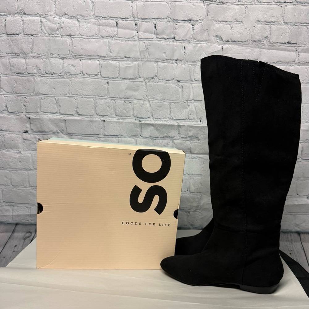 SO Women's Elegant Black Over the Knee Boots